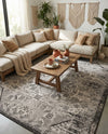 Tribal Terrace Treasures Collection Area Rug - Mayan Marina (Charcoal Gray) Rectangle Charcoal Gray  lifestyle 34