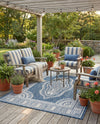 Patio Heritage Collection Area Rug -  Biloxi Rectangle Blue  lifestyle 24