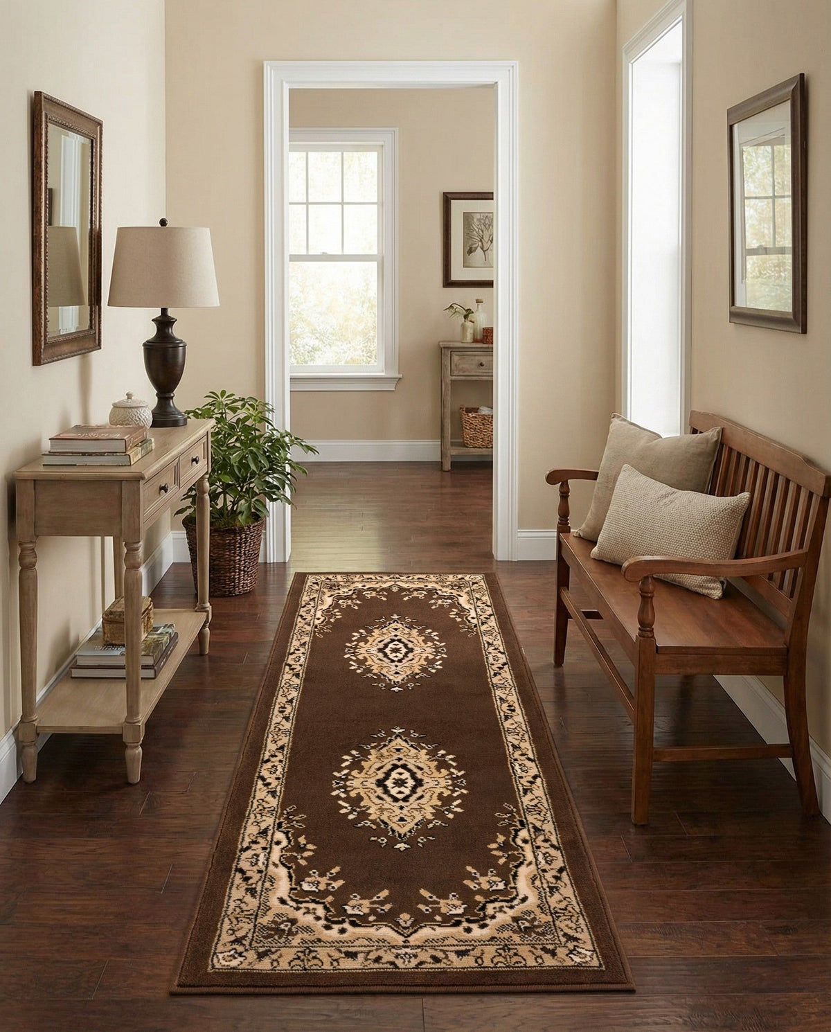 Tabriz Tapestry Collection Area Rug - Azerbaijan (Brown) Runner Brown  lifestyle 42