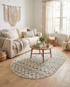 Mediterranean Lattice Collection Area Rug - Santorini (Ivory and Gray) Oval Ivory and Gray  lifestyle 40