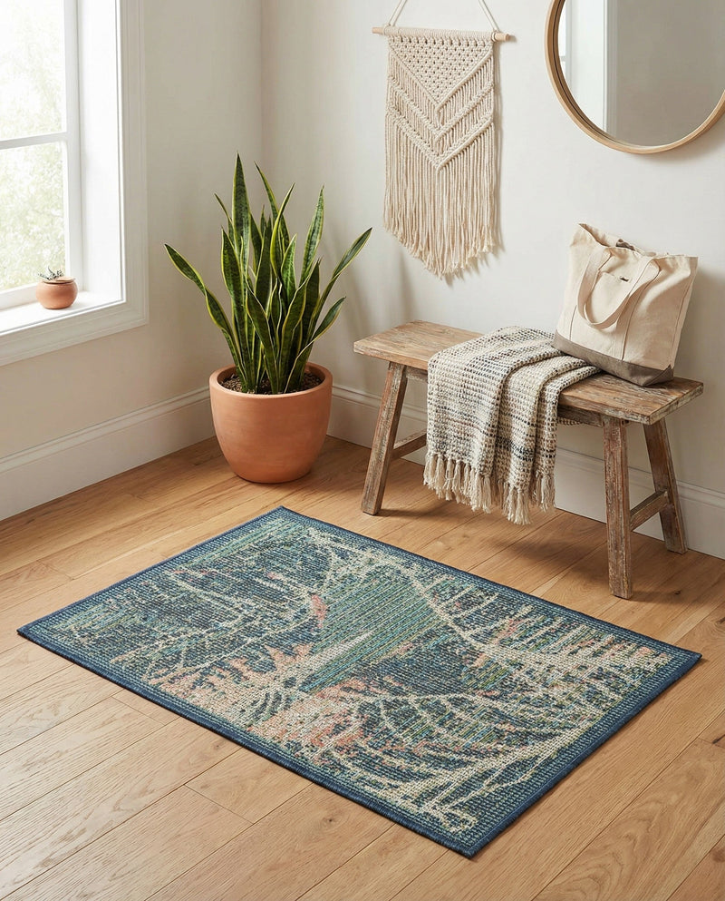 Coastal Terrace Collection Area Rug -  Driftwood Rectangle Blue  lifestyle 5