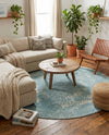 Dover Terrace Collection Area Rug -  Lagoon (Aqua) Round Aqua  lifestyle 30
