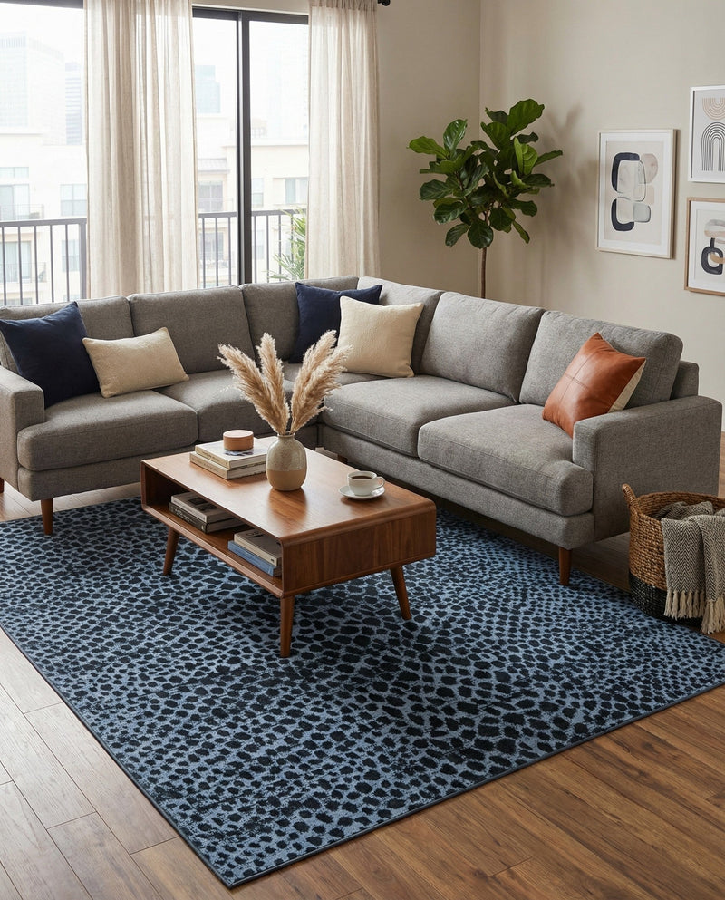Aegean Elegance Washables Collection Area Rug -  Mykonos Rectangle Navy Blue  lifestyle 12