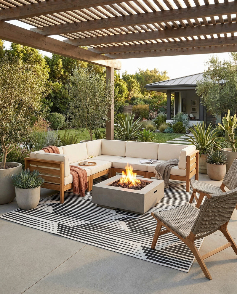 Urban Terrace Collection Area Rug -  Bronx Square Black and White  lifestyle 55