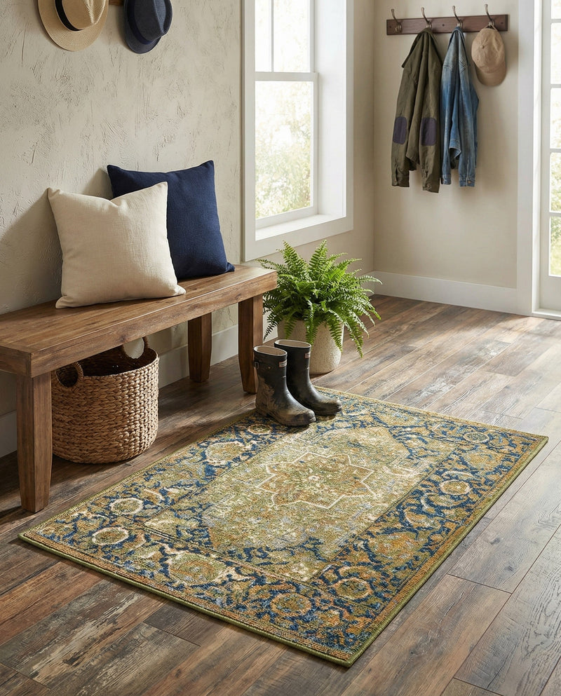 Patio Heritage Collection Area Rug -  Haven Rectangle Green  lifestyle 40