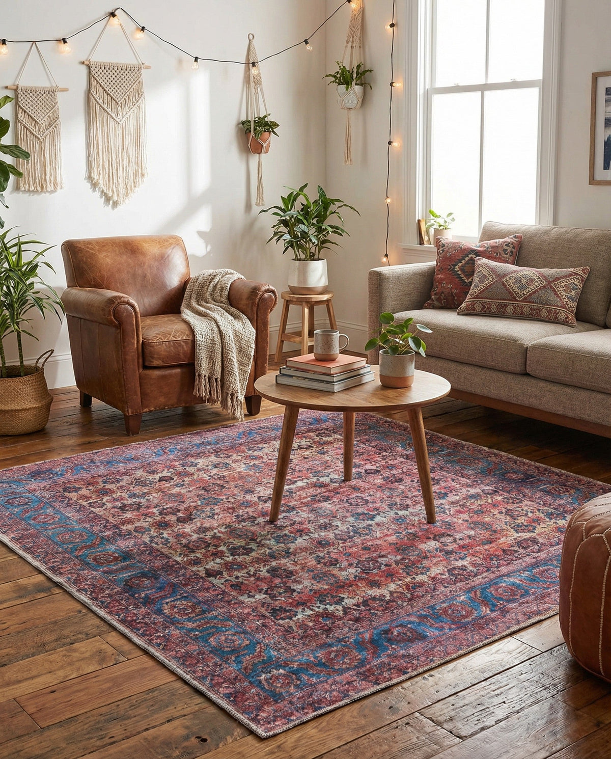 Zahara Oasis Collection Area Rug -  Meknes Square Antique Pink  lifestyle 85