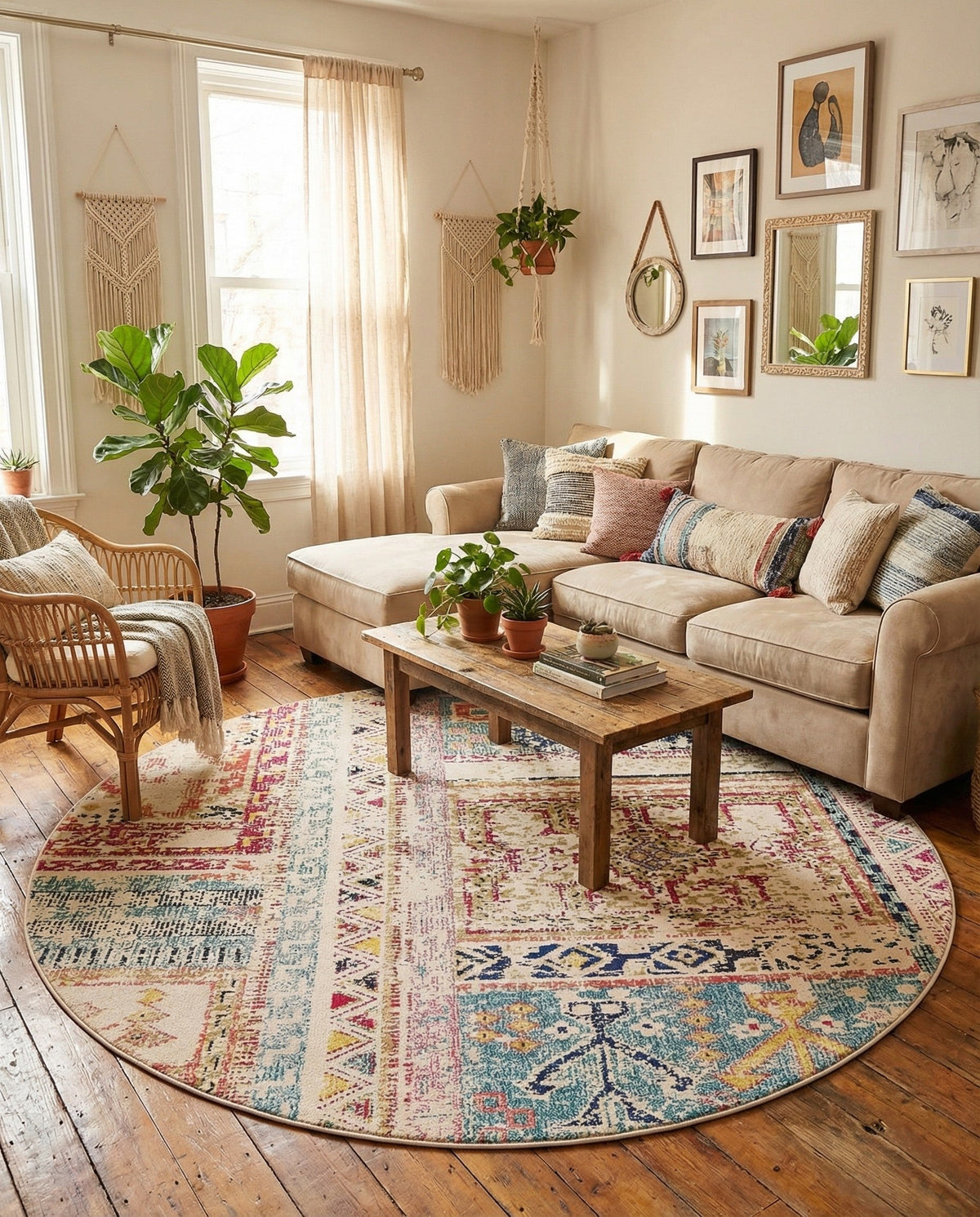 Sierra Collection Area Rug -  Tahoe Round Multi  lifestyle 44