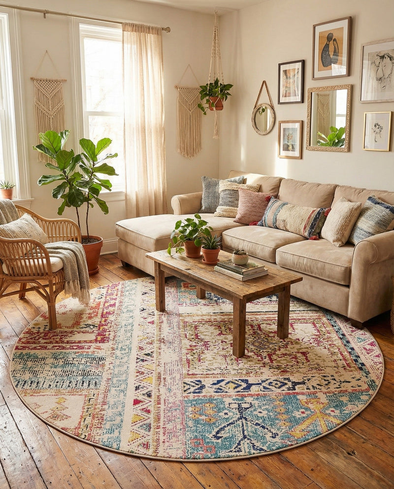 Sierra Collection Area Rug -  Tahoe Round Multi  lifestyle 44