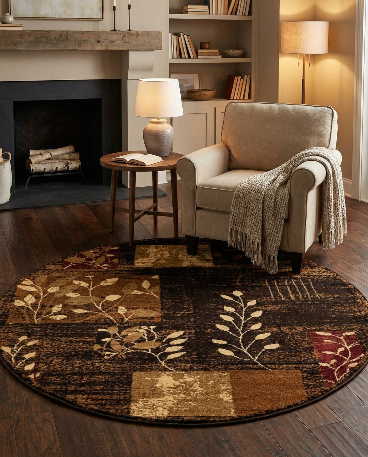 Bistro Lounge Collection Area Rug -  Affogato Round Brown  lifestyle 130
