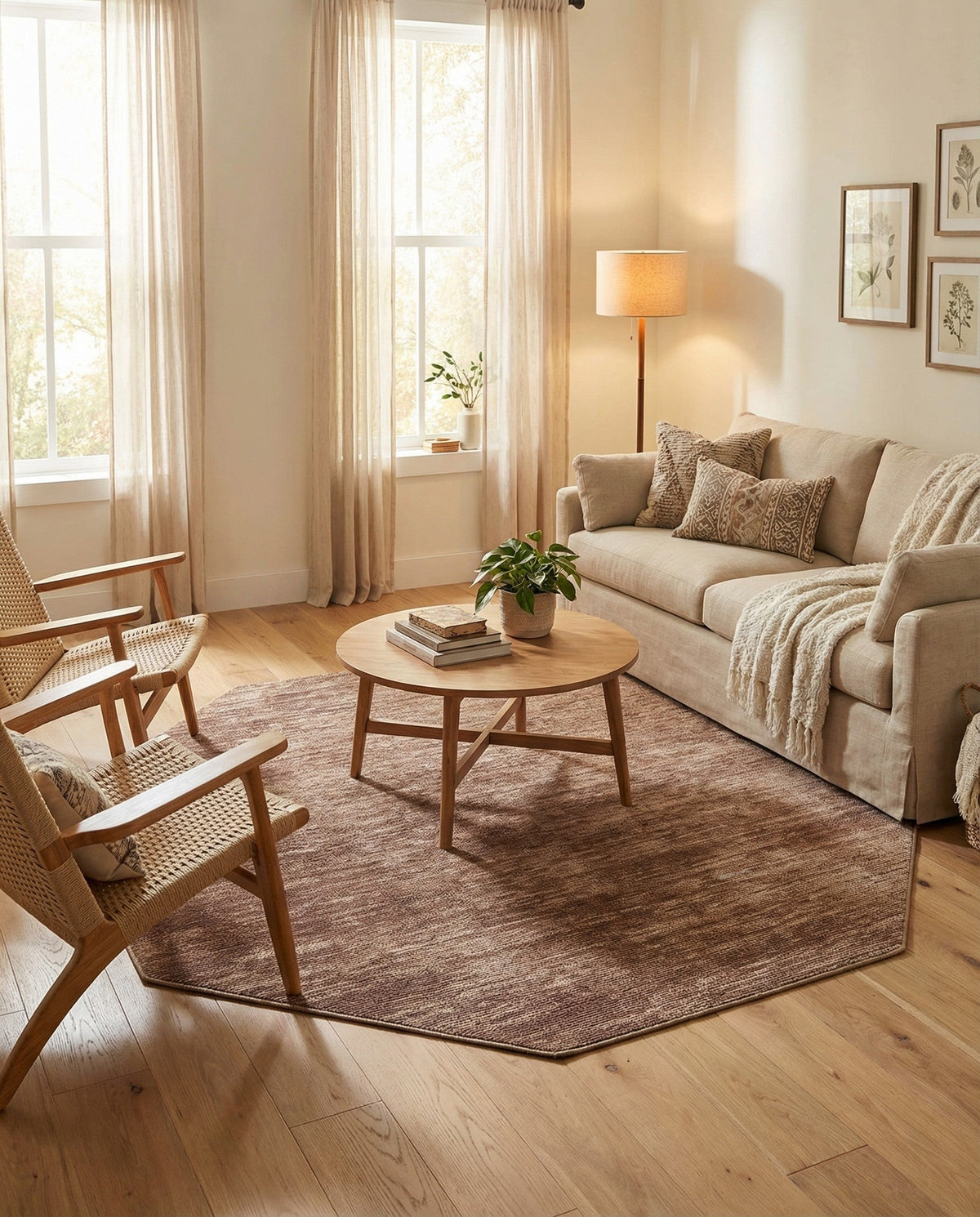 Sahara Essence Collection Area Rug - Oasis (Brown) Octagon Brown  lifestyle 88