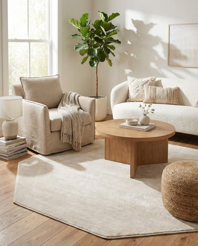 Bloomsbury Elegance Collection Area Rug -  Kensington (Ivory) Octagon Ivory  lifestyle 69