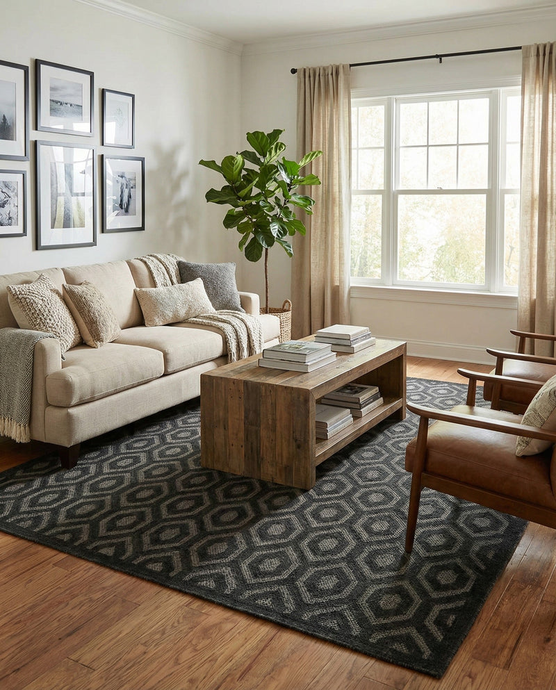 Garden Lattice Charm Collection Area Rug - Arbor (Charcoal) Rectangle Charcoal  lifestyle 14
