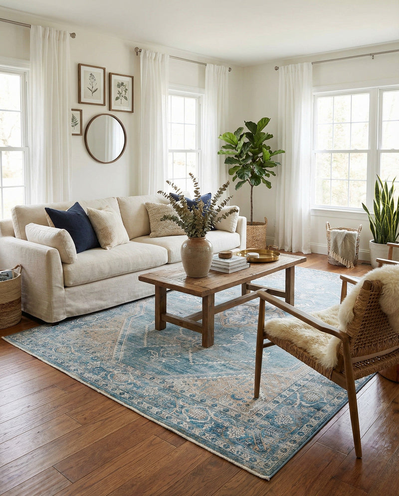 Coastal Haven Collection Area Rug -  Marina Rectangle Blue  lifestyle 27