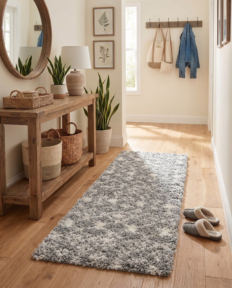 Berber Lattice Shag Collection Area Rug - Atlas (Gray) Runner Gray  lifestyle 77