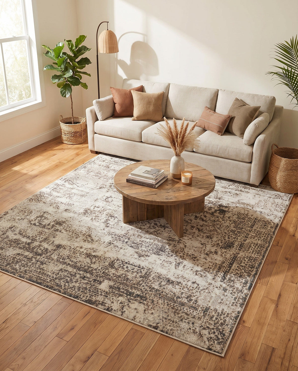 Gobi Sands Collection Area Rug -  Badain Square Cream  lifestyle 98