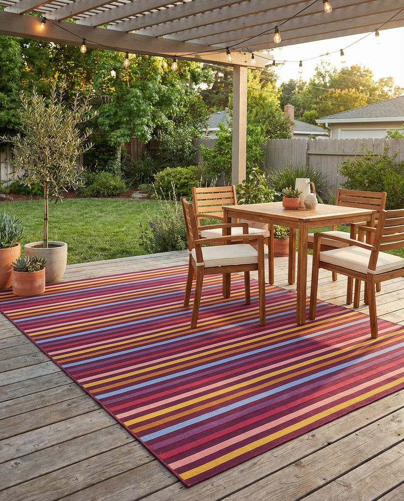 Seaside Stripes Collection Area Rug - Azul Rectangle Multi  lifestyle 38