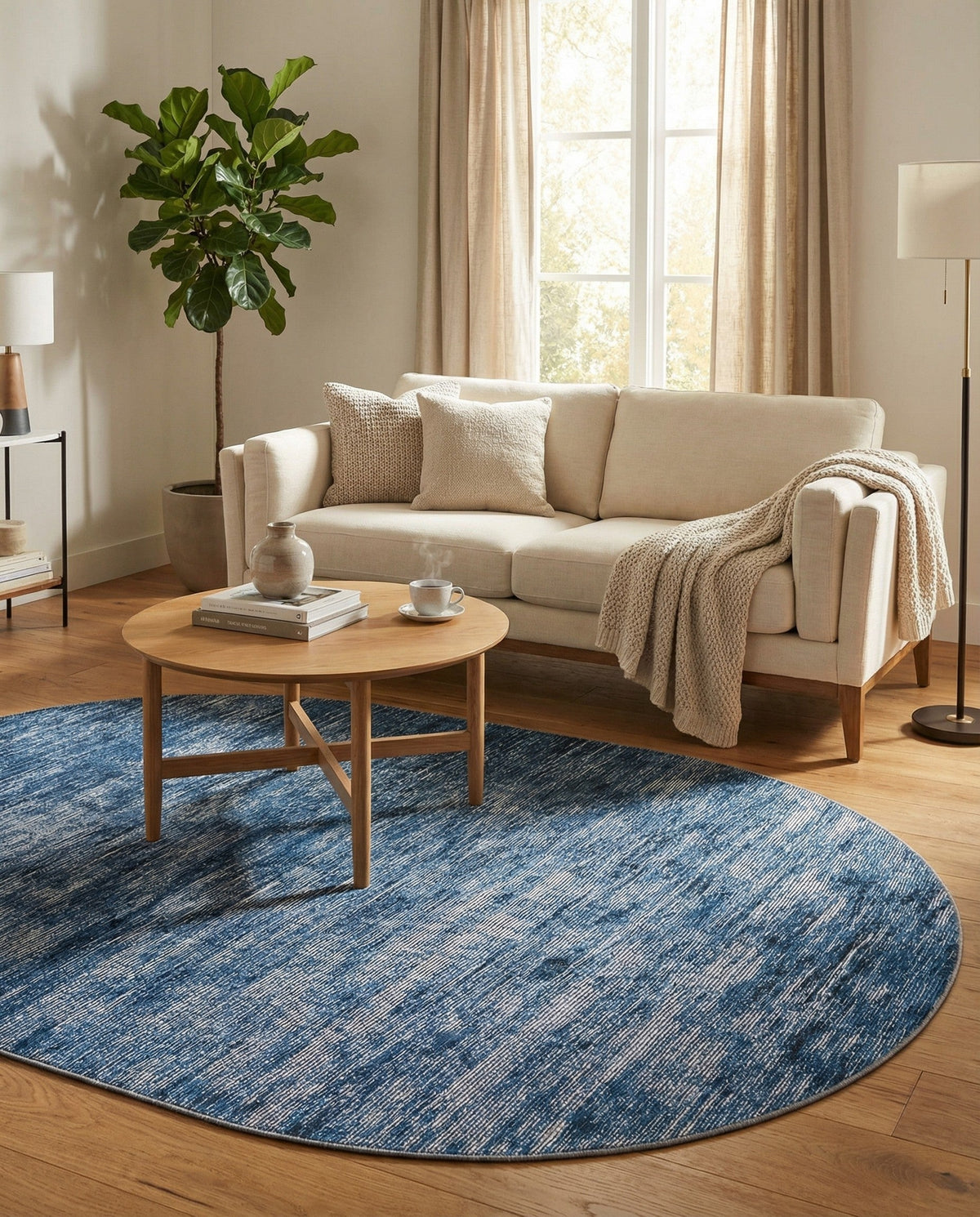 Sahara Essence Collection Area Rug - Oasis (Blue) Oval Blue  lifestyle 84