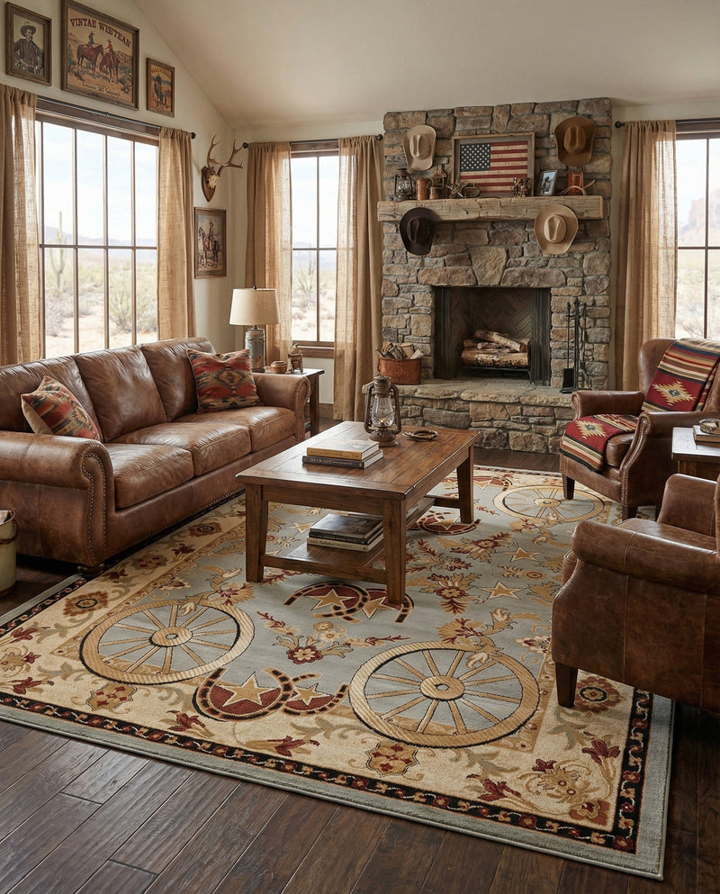 Frontier Trails Collection Area Rug -  Onyx Rectangle Blue  lifestyle 45