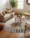 Savannah Sojourn Collection Area Rug -  Masai Round Gray and Ivory  lifestyle 54