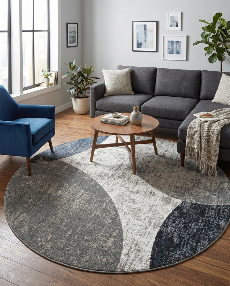 Copenhagen Edge Collection Area Rug -  Amager Round Multi  lifestyle 56