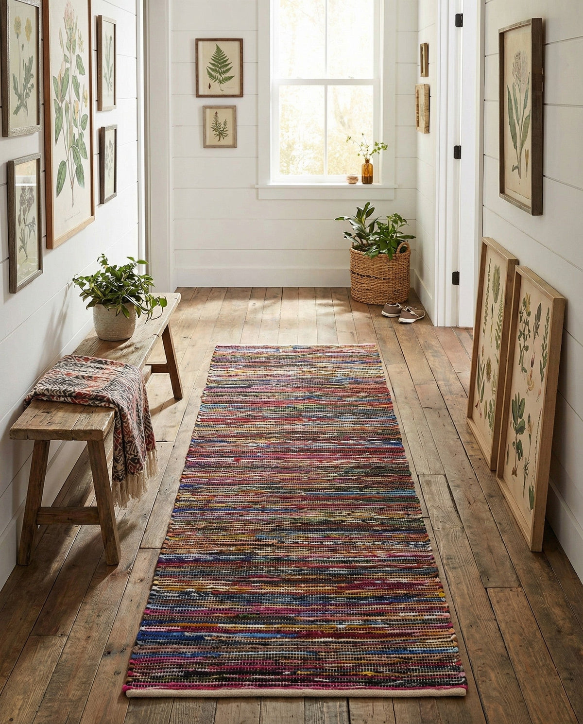Thar Cotton Collection Area Rug - Alleppey Runner Multi Black  lifestyle 51