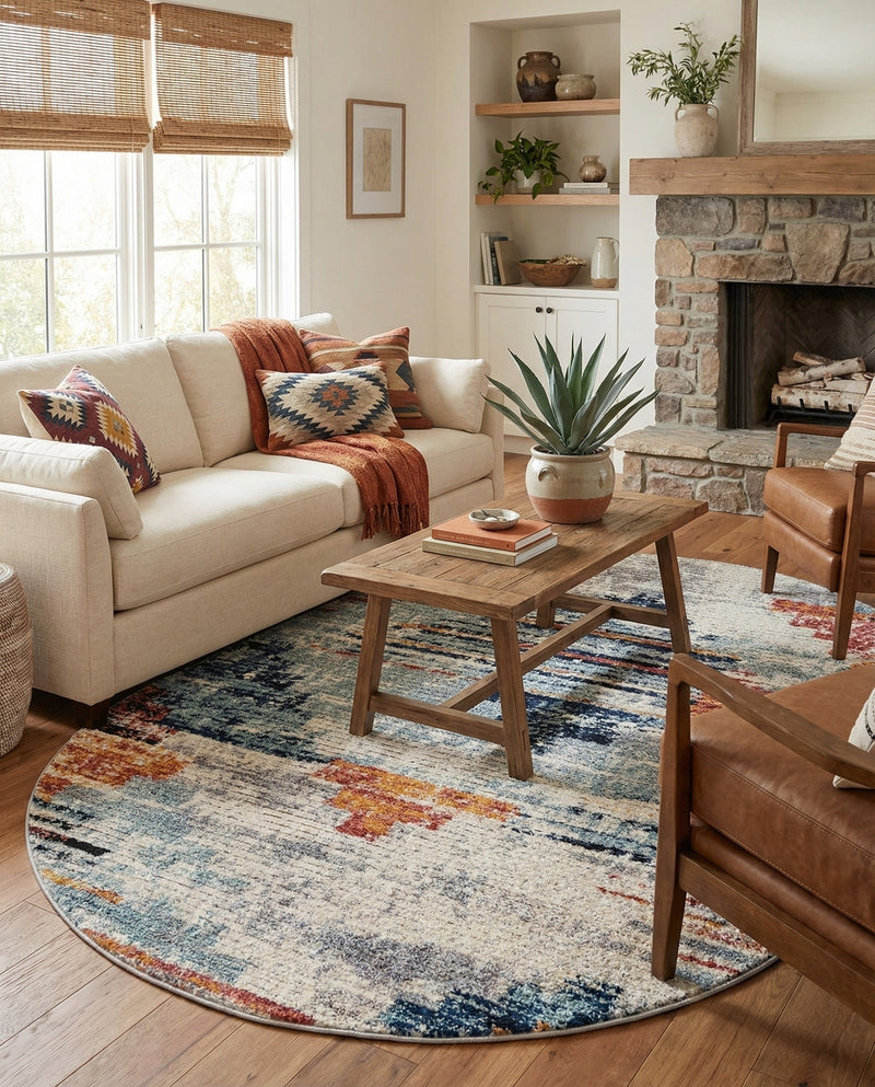 Santa Fe Trails Collection Area Rug -  Arroyo Oval Multi  lifestyle 73