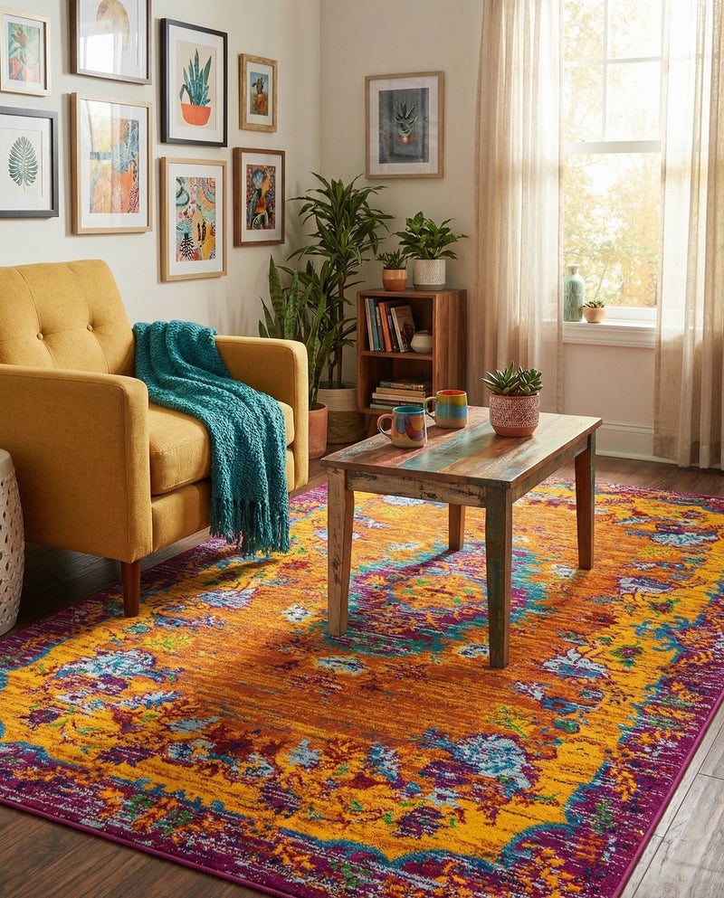 Caribbean Cove Collection Area Rug -  Nevis Rectangle Orange  lifestyle 14