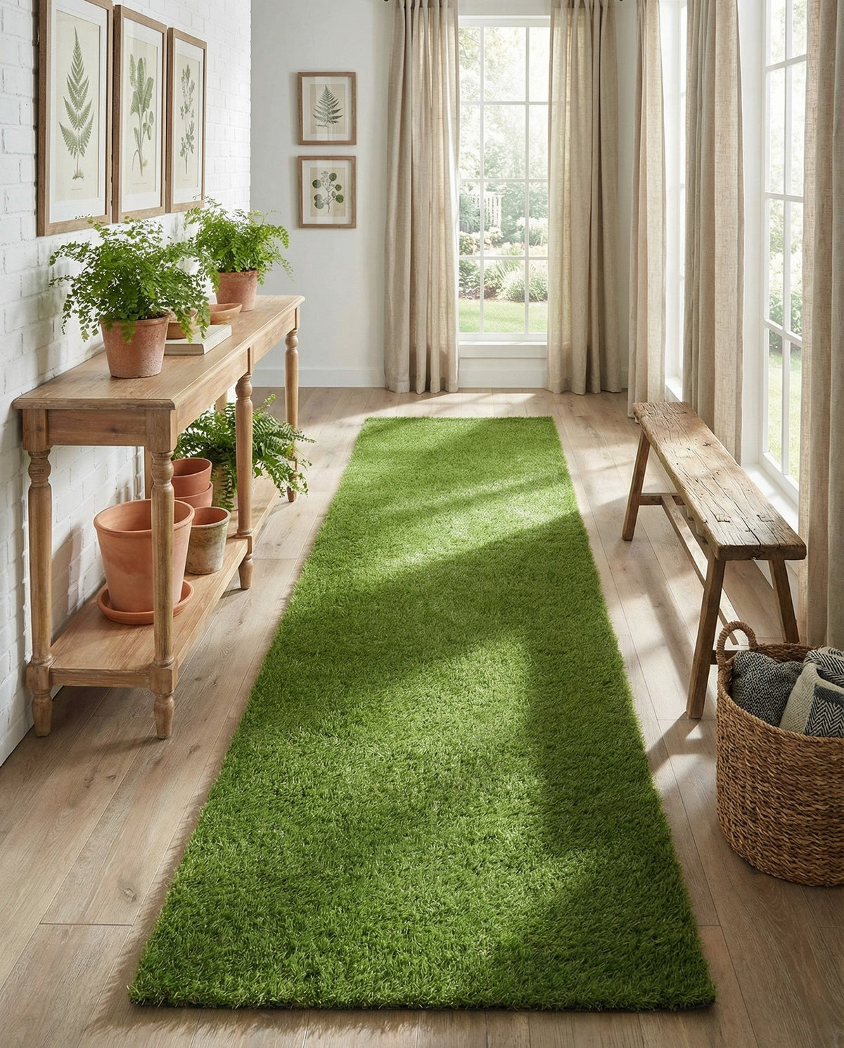 Meadow Retreat Collection Area Rug - Glen Runner Green  lifestyle 100
