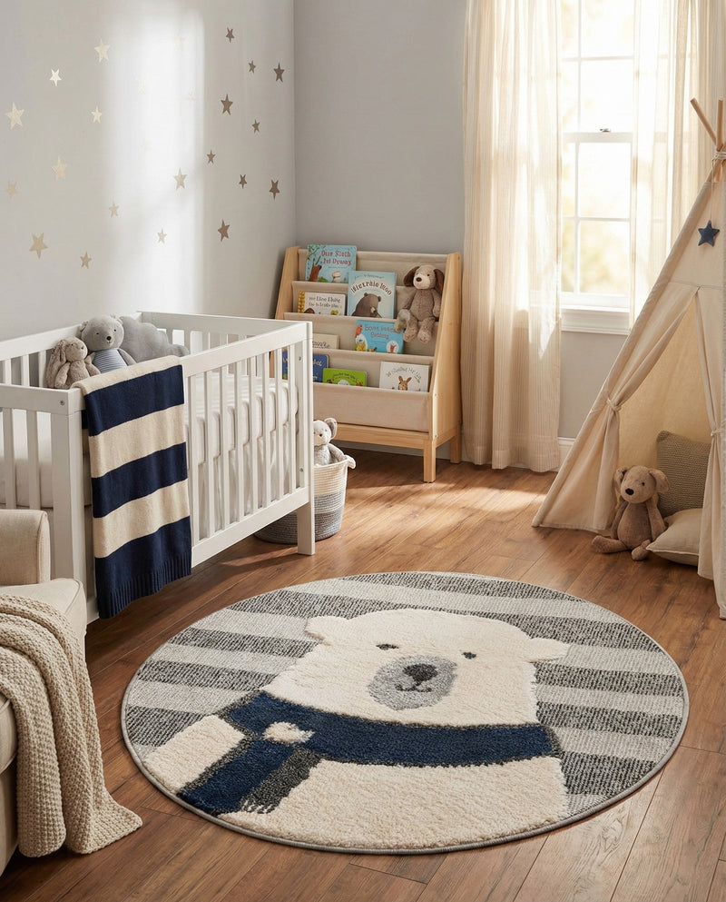 Wonder Tykes Collection Area Rug -  Dreamland Round Gray  lifestyle 46