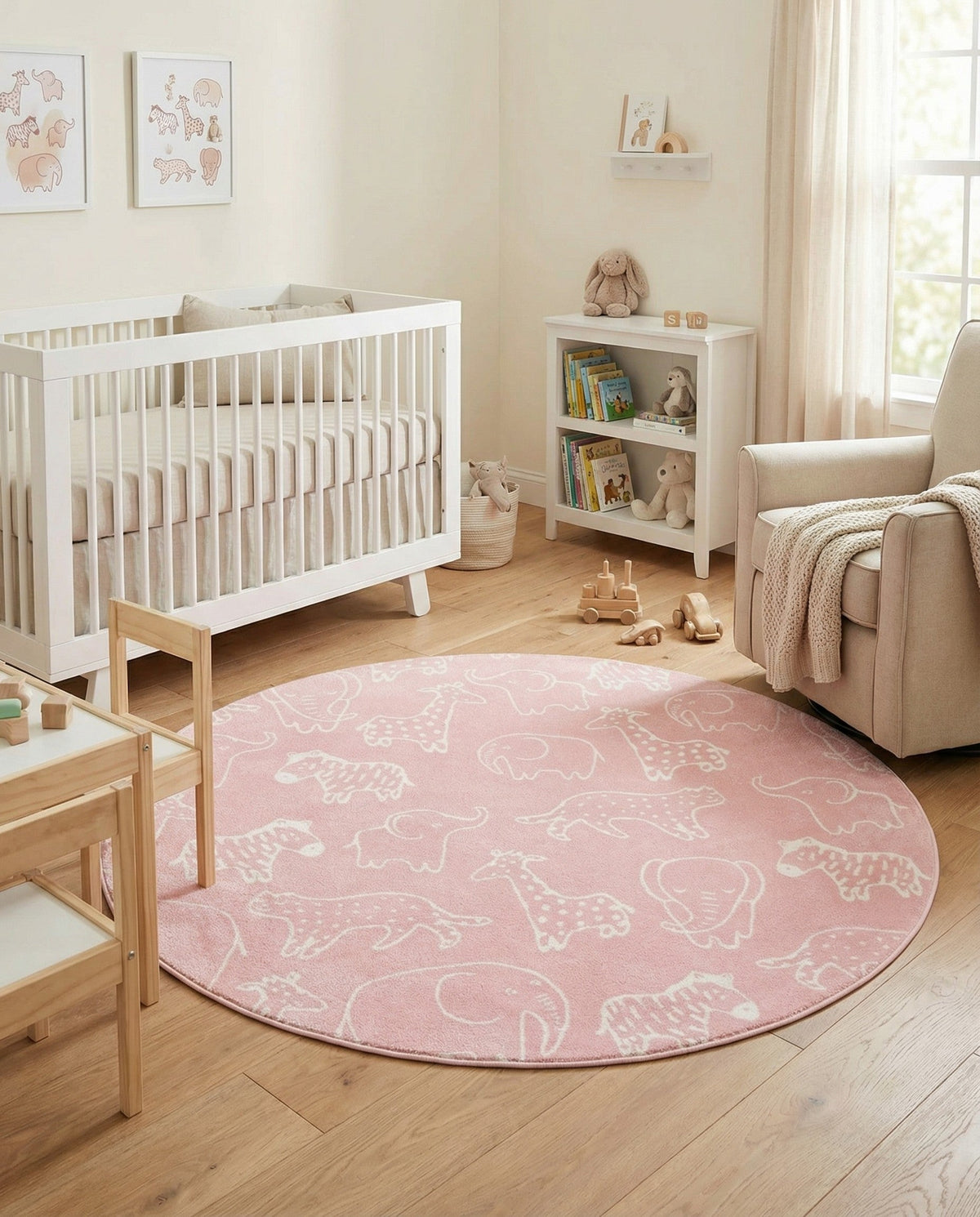 Wonder Tykes Collection Area Rug -  Spectrum Round Pink  lifestyle 160