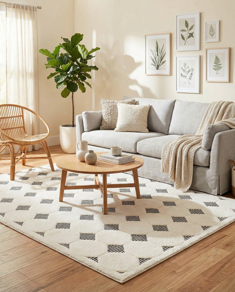 Monochrome Collection Area Rug -  Quartz Rectangle Black and White  lifestyle 14
