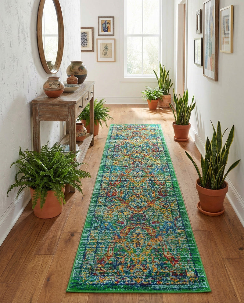 Caribbean Cove Collection Area Rug -  Dominica Runner Green  lifestyle 34