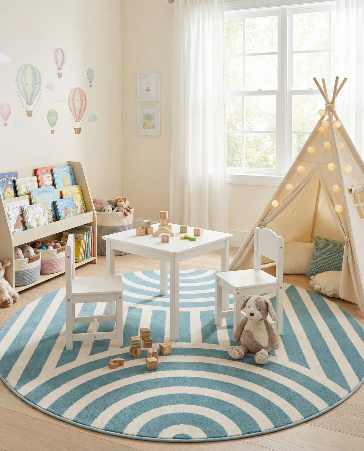 Wonder Tykes Collection Area Rug -  Joydale Round Sky blue  lifestyle 157