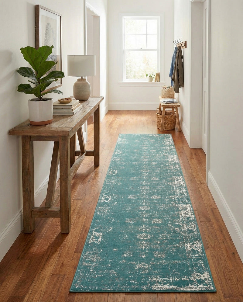 Riviera Elegance Collection Area Rug - Antibes (Turquoise) Runner Turquoise  lifestyle 65