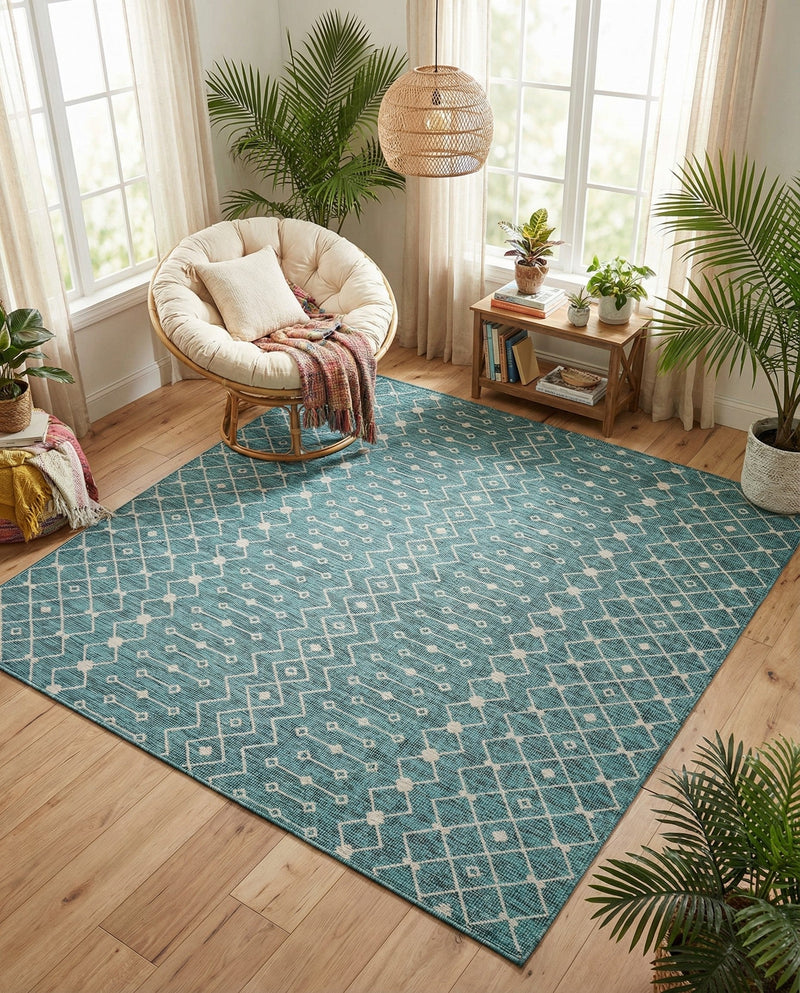 Savannah Pergola Collection Area Rug -  Pergola (Teal) Square Teal  lifestyle 73