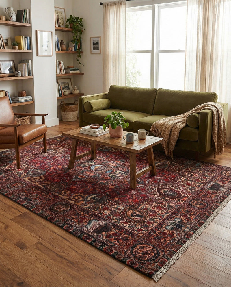 Bazaar Chic Collection Area Rug -  Khouribga Rectangle Rust Red  lifestyle 16