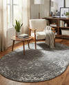 Riviera Elegance Collection Area Rug - Antibes (Dark Gray) Oval Dark Gray  lifestyle 97