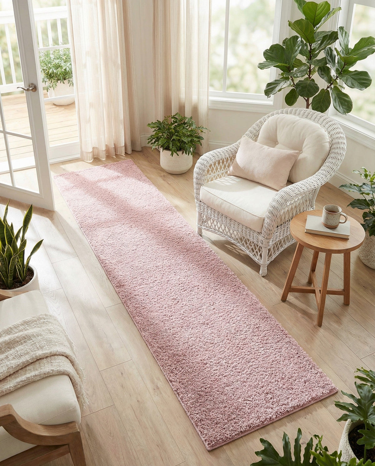 Cozy Comfort Shag Collection Area Rug - Haven (Pink) Runner Pink  lifestyle 67