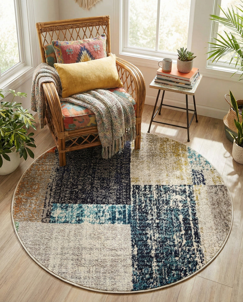 Colorburst Oasis Collection Area Rug - Palette Round Multi  lifestyle 62