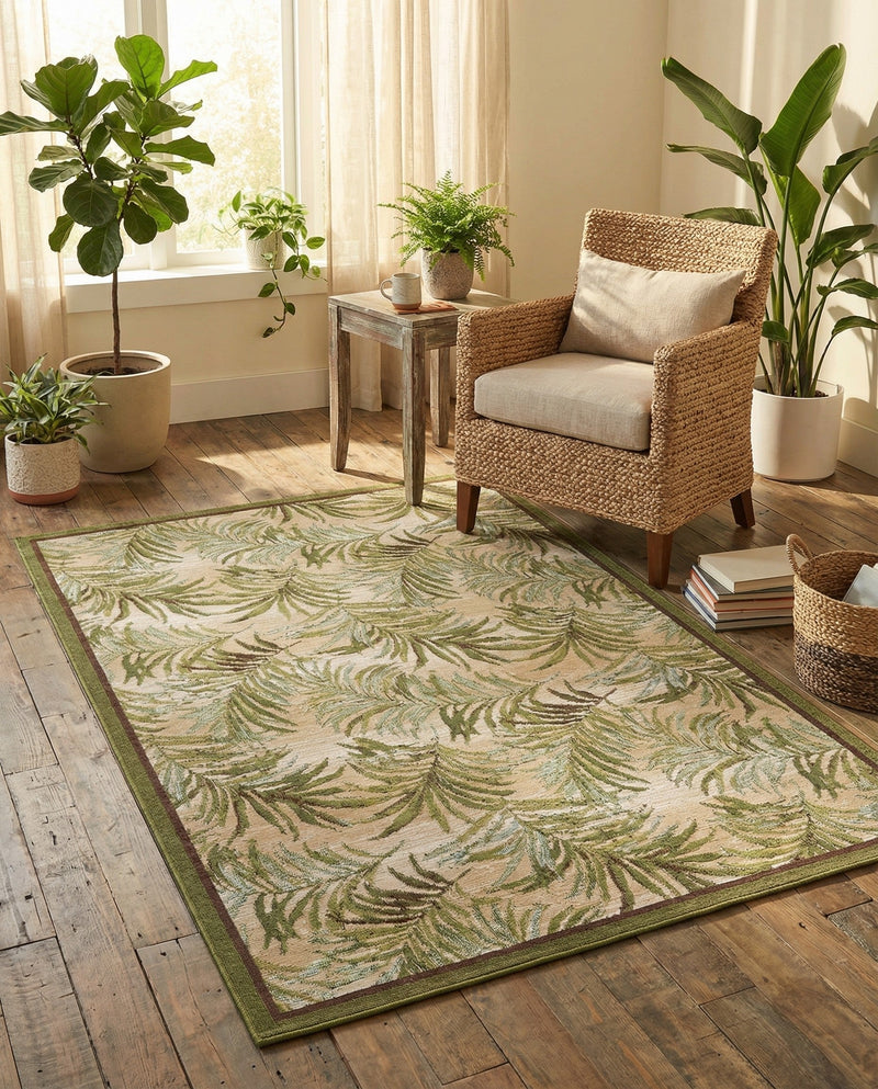 Seaside Blooms Collection Area Rug -  Verdant Rectangle Green  lifestyle 7