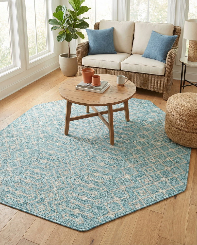 Savannah Pergola Collection Area Rug -  Pergola (Aqua) Octagon Aqua  lifestyle 76