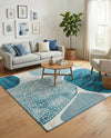 Urban Terrace Collection Area Rug -  Courtyard Square Blue and Ivory  lifestyle 68