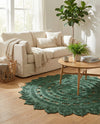 Woven Seaside Jute Collection Area Rug - Coastalhaven (Hunter Green) Round Hunter Green  lifestyle 28