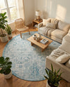 Tribal Terrace Treasures Collection Area Rug - Mayan Marina (Teal) Round Teal  lifestyle 85