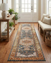 Patio Heritage Collection Area Rug -  Courtyard Runner Navy Blue and Light Pink  lifestyle 60