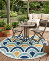 Caribbean Terrace Collection Area Rug -  Barbados Round Blue  lifestyle 22
