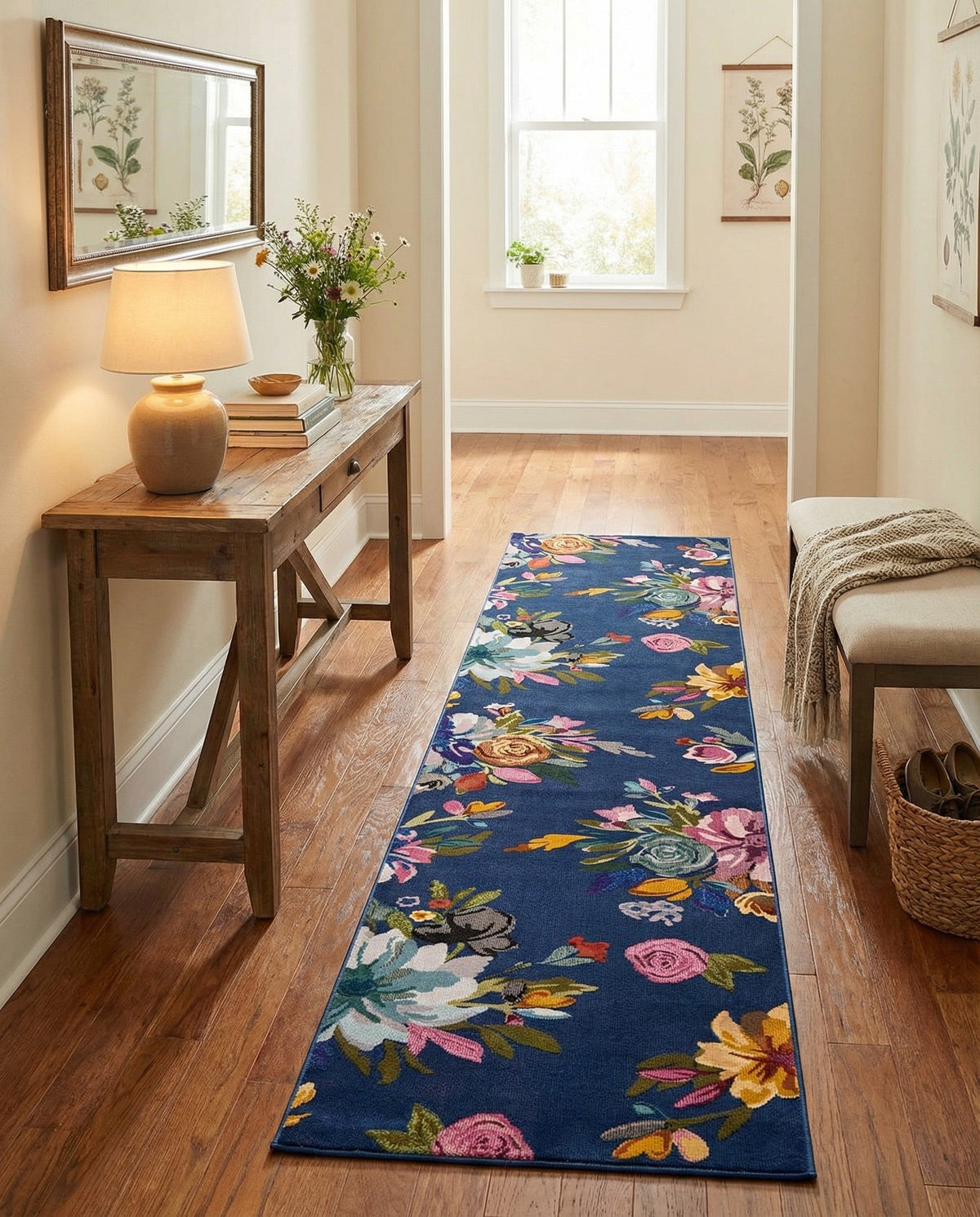 Meadow Breeze Collection Area Rug - Wildflower Runner Blue  lifestyle 137