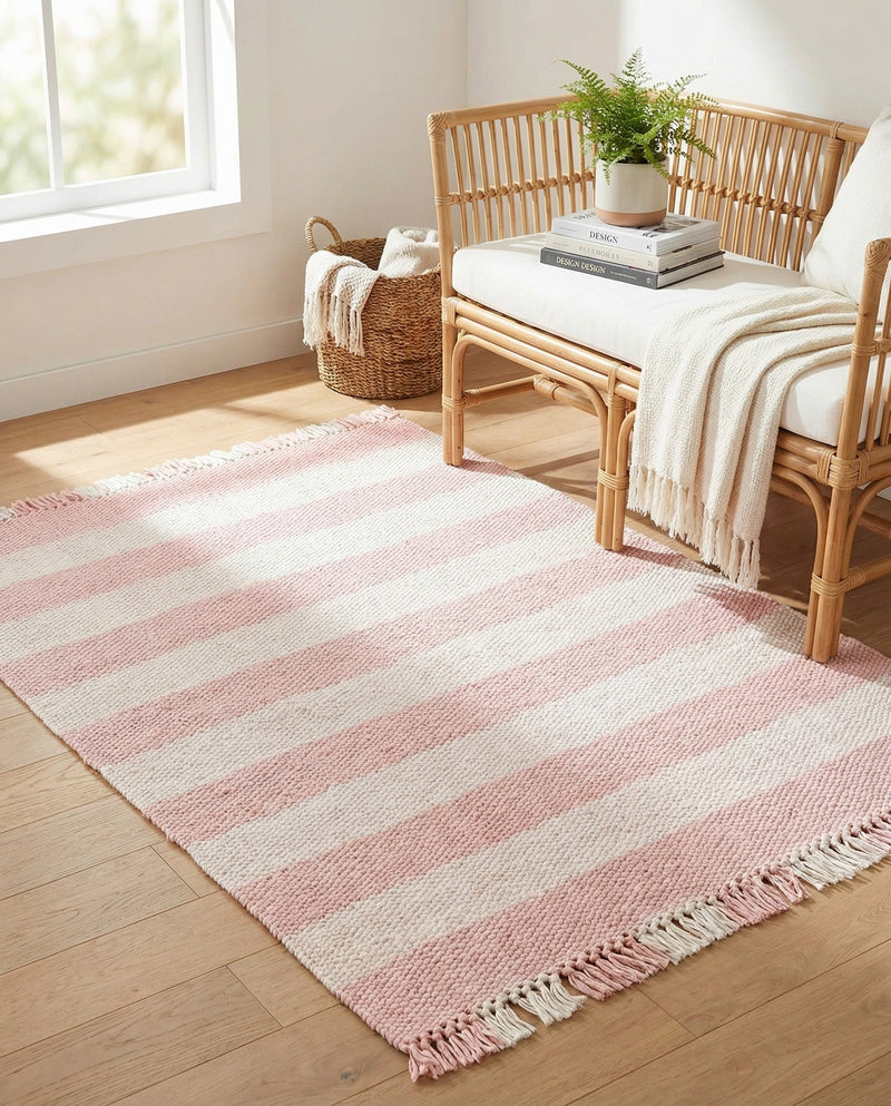 Sustainable Grid Indoor-Outdoor Oasis Collection Area Rug - Savannah Rectangle Pink  lifestyle 20