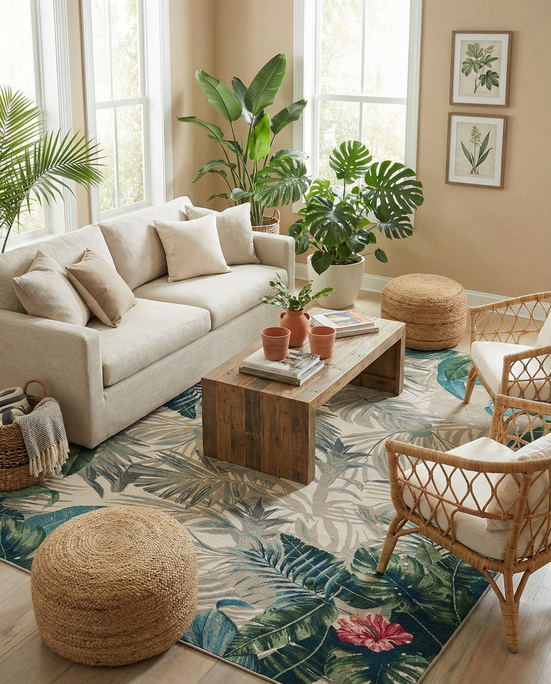 Seaside Blooms Collection Area Rug -  Paradise Rectangle Multi  lifestyle 29