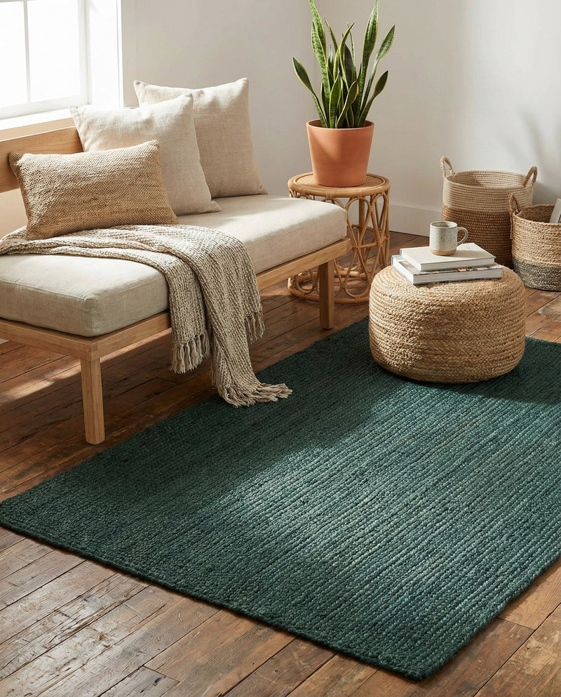 Woven Seaside Jute Collection Area Rug - Martha's Rectangle Green  lifestyle 23